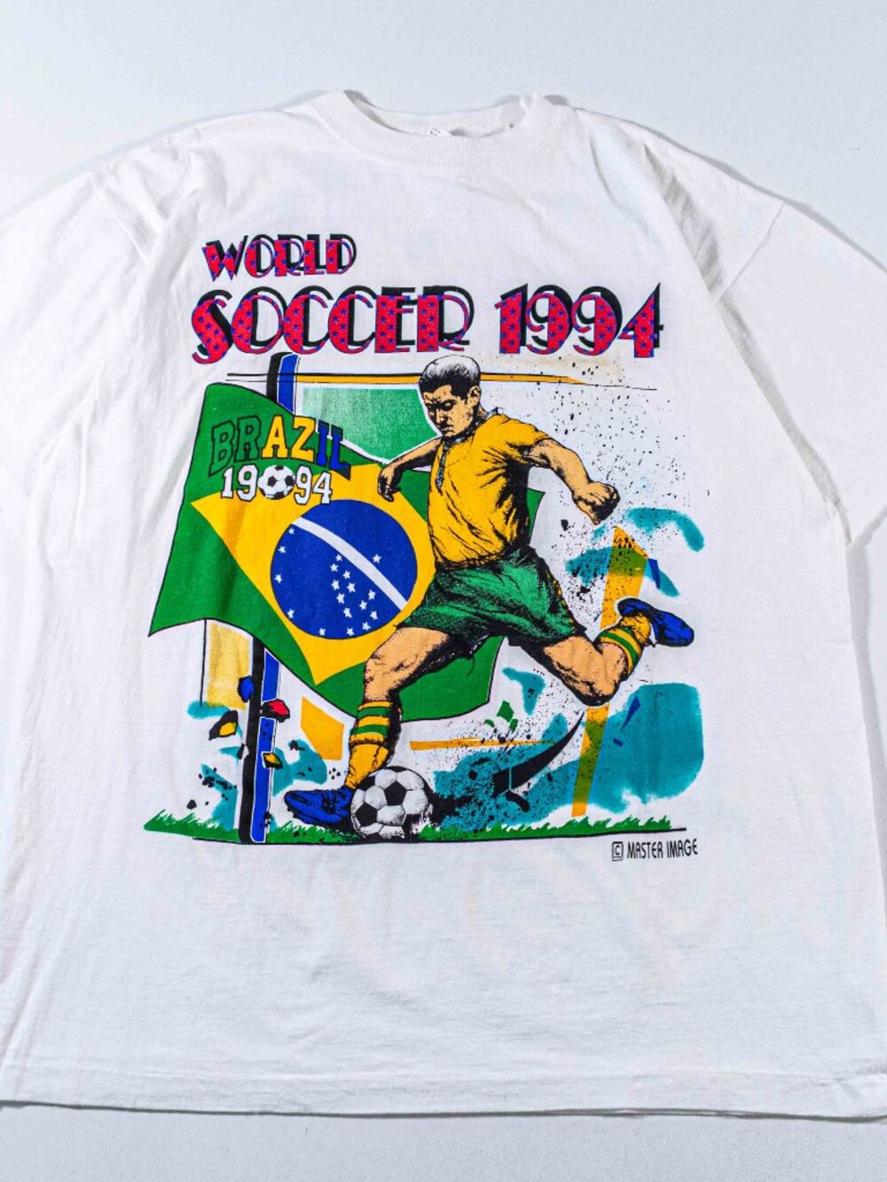 Vintage 1994 World Cup Brazil Shirt XL Big Print Soccer Graphic Tee 90s VTG